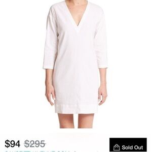 Theory Tianhe Crunch Linen V-Neck Dress Size Small Short Sleeves